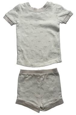 Wildling Organic Cotton 2 Pc Outfit Set 18M Cream Tee Shorts Baby Unisex